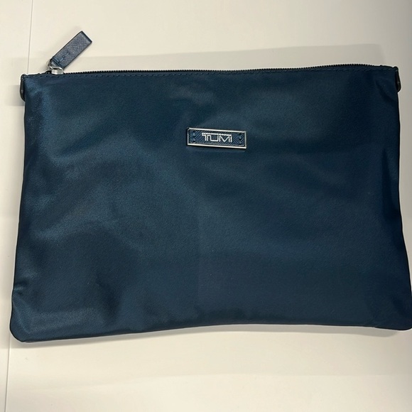 Tumi Navy Blue Nylon Zip Pouch Clutch Bag
